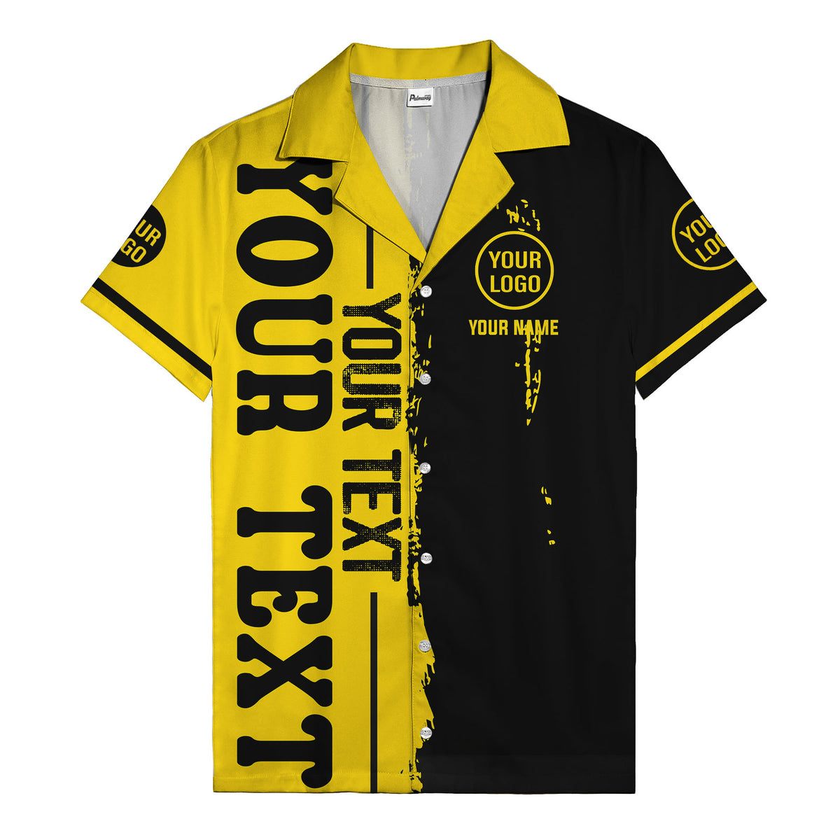 customizable text logo circle personalized hawaiian shirt