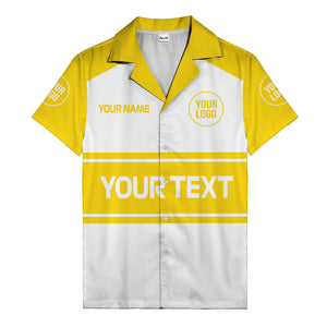 customizable text & logo horizontal stripe bowling hawaiian shirt