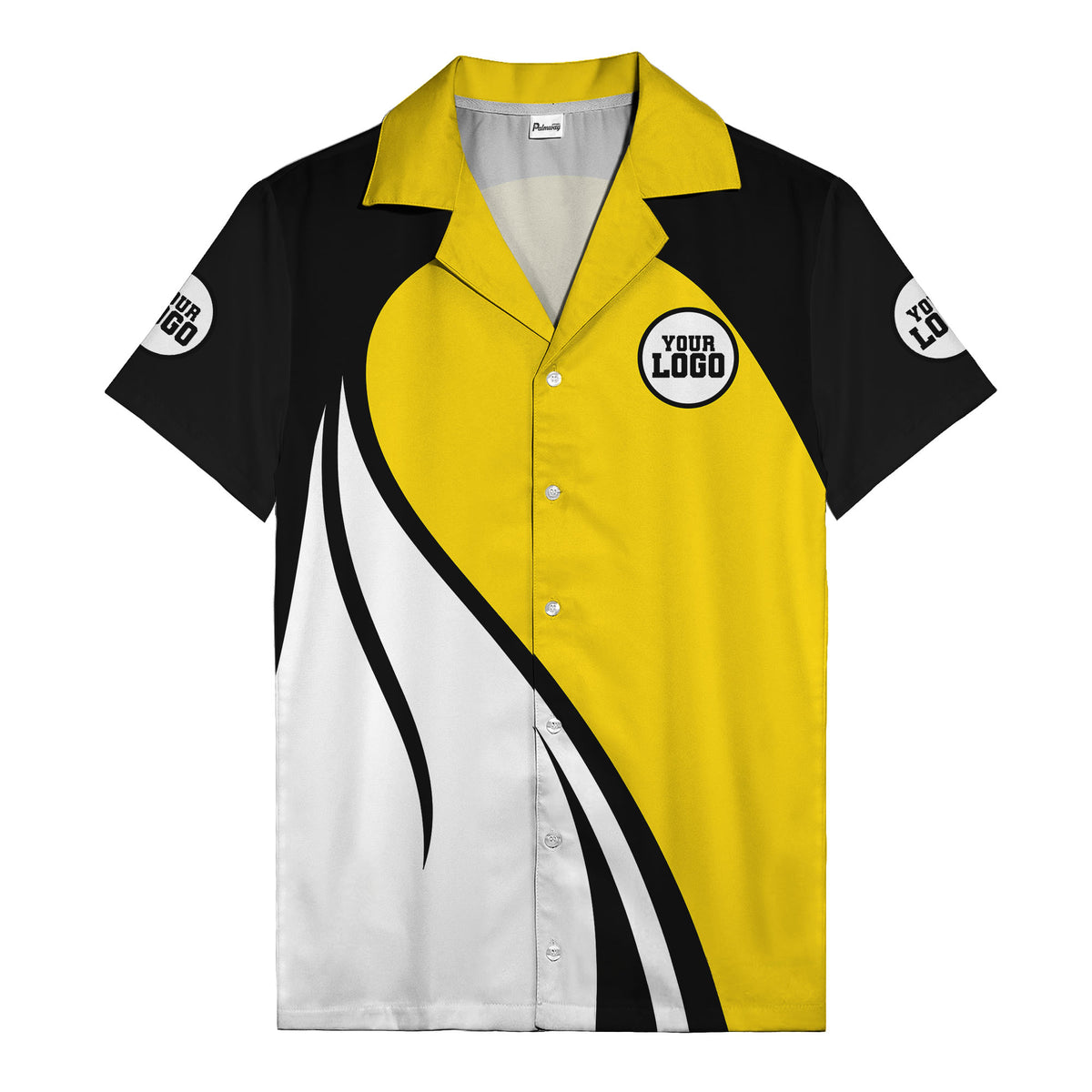 diagonal stripe custom logo retro bowling hawaiian shirt