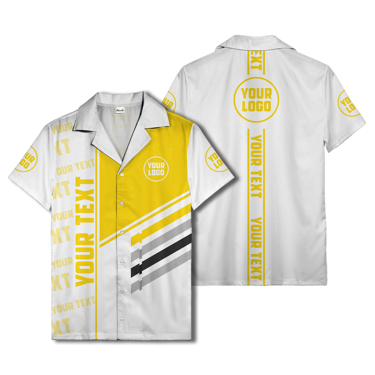 diagonal stripes custom logo repeat graphic hawaiian shirt