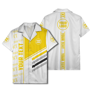diagonal stripes custom logo repeat graphic hawaiian shirt