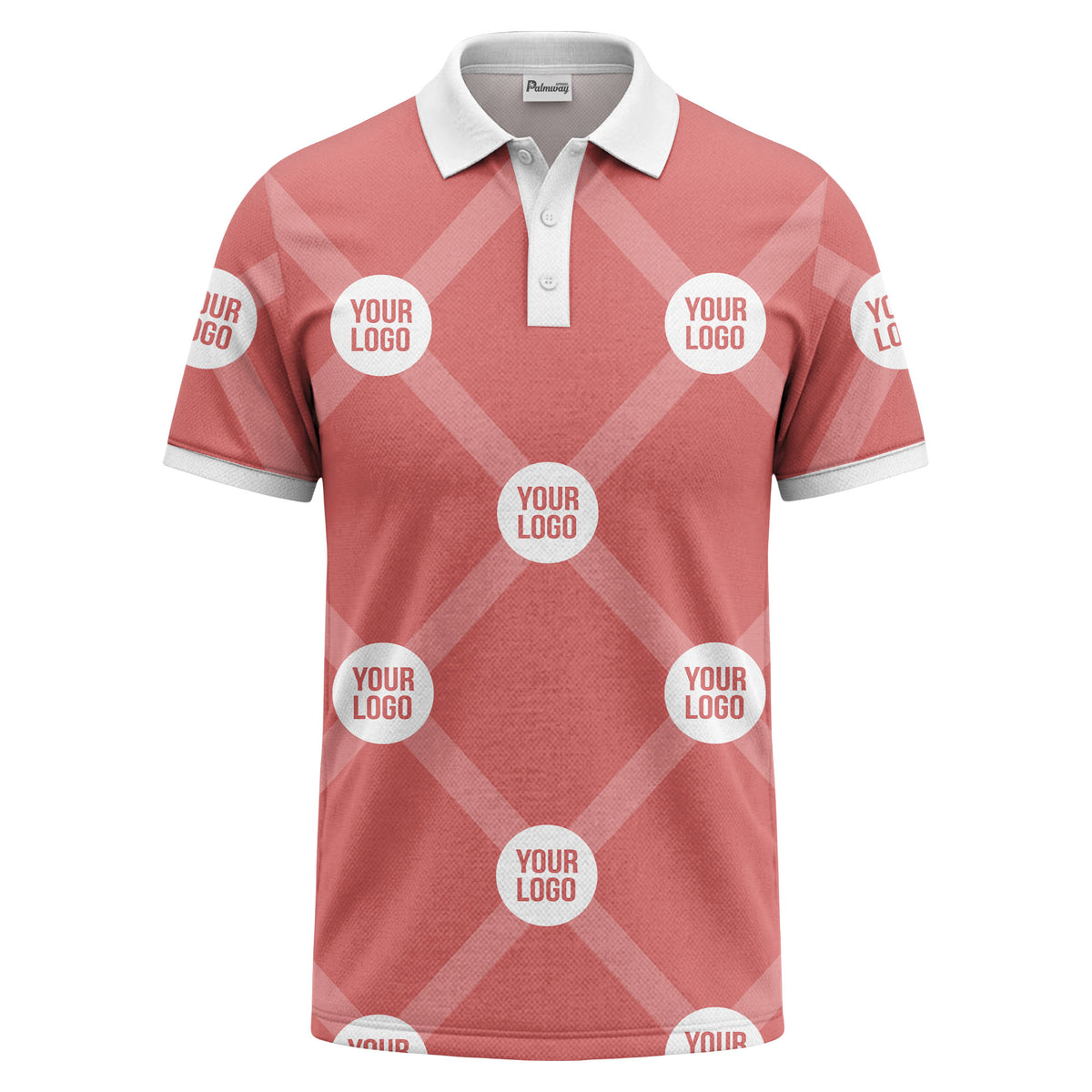 diagonal stripes & repeating custom logo polo shirt for men