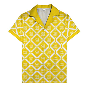 diamond repeat logo geometric hawaiian shirt for men