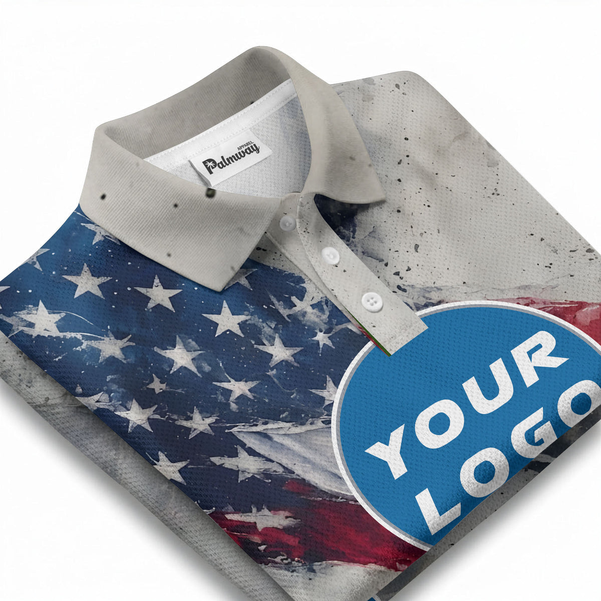 distressed watercolor stars & stripes american flag polo shirt