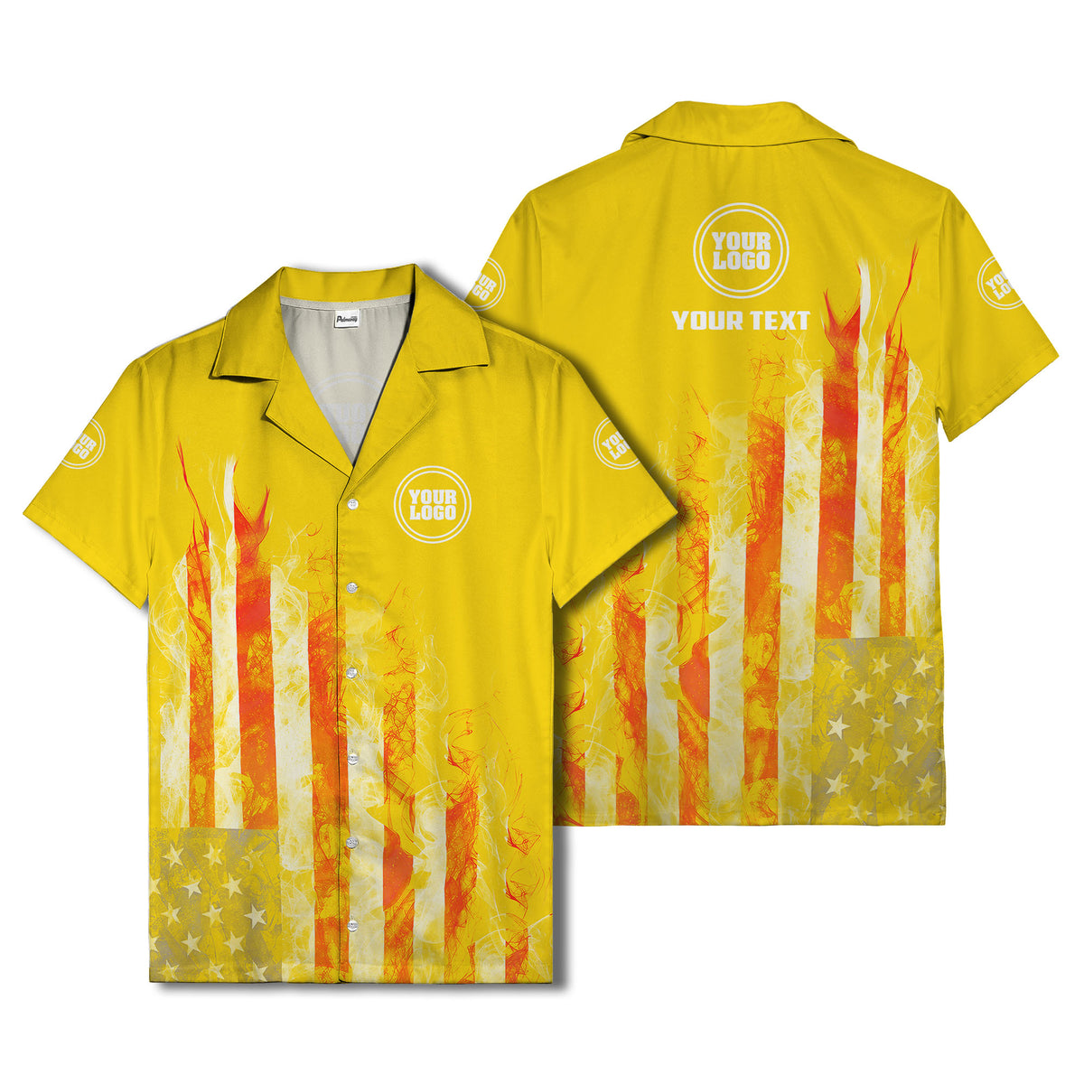 fiery bald eagle & stars stripes hawaiian shirt for men