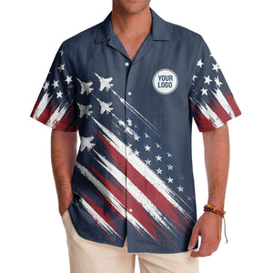 fighter jets streaking through american flag stars & stripes hawaiian shirt