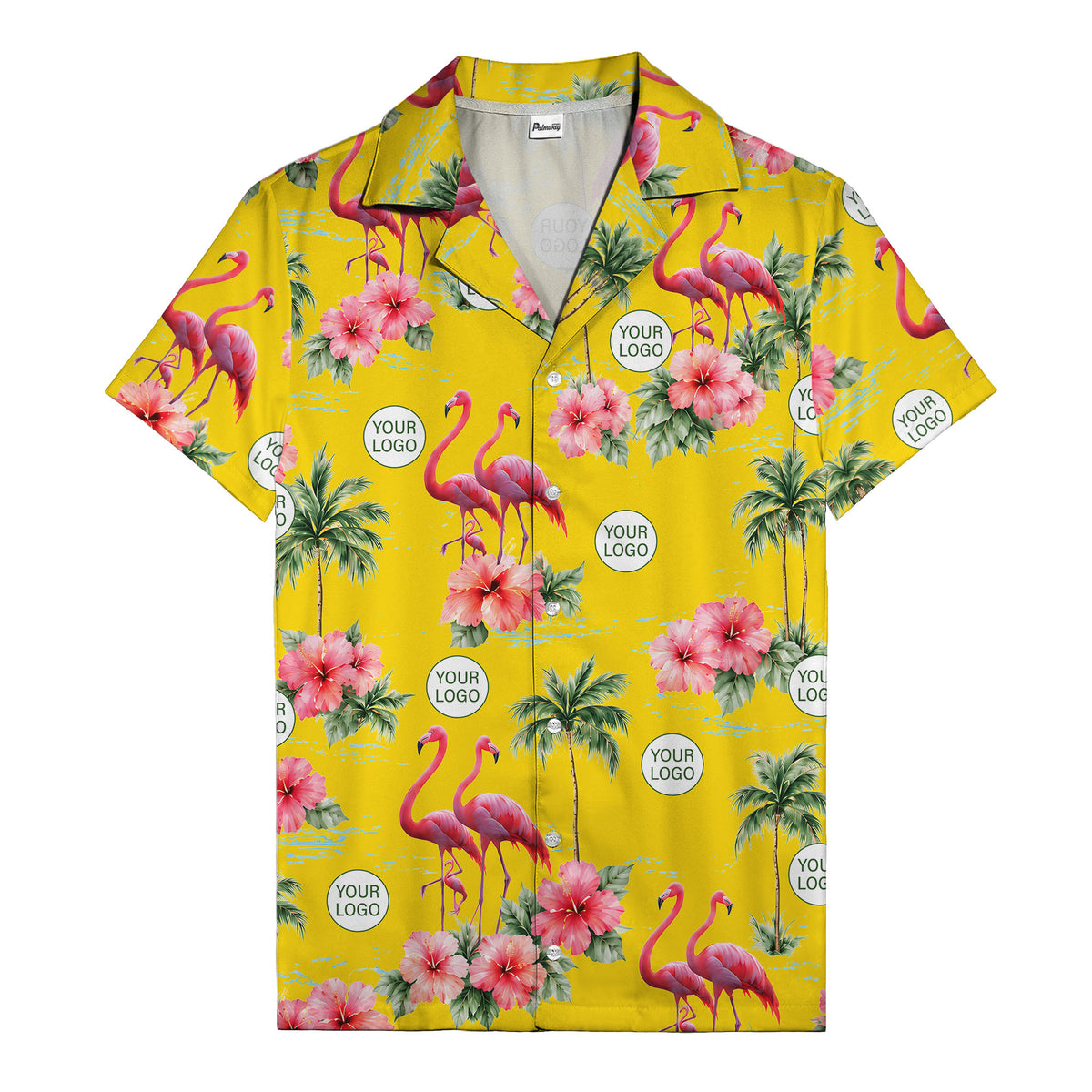 flamingo silhouettes palm trees hibiscus hawaiian shirt for men