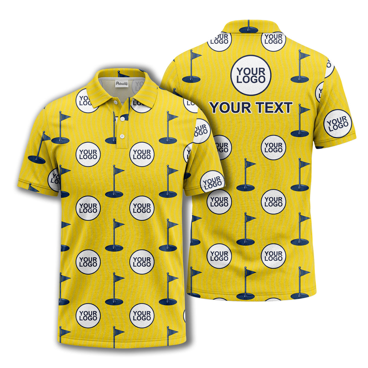 golf flag logo repeat pattern country club golf polo shirt