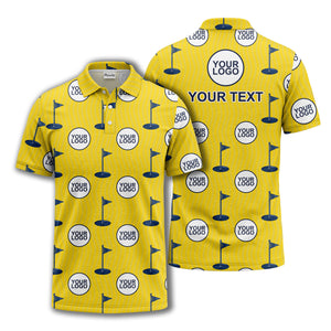 golf flag logo repeat pattern country club golf polo shirt