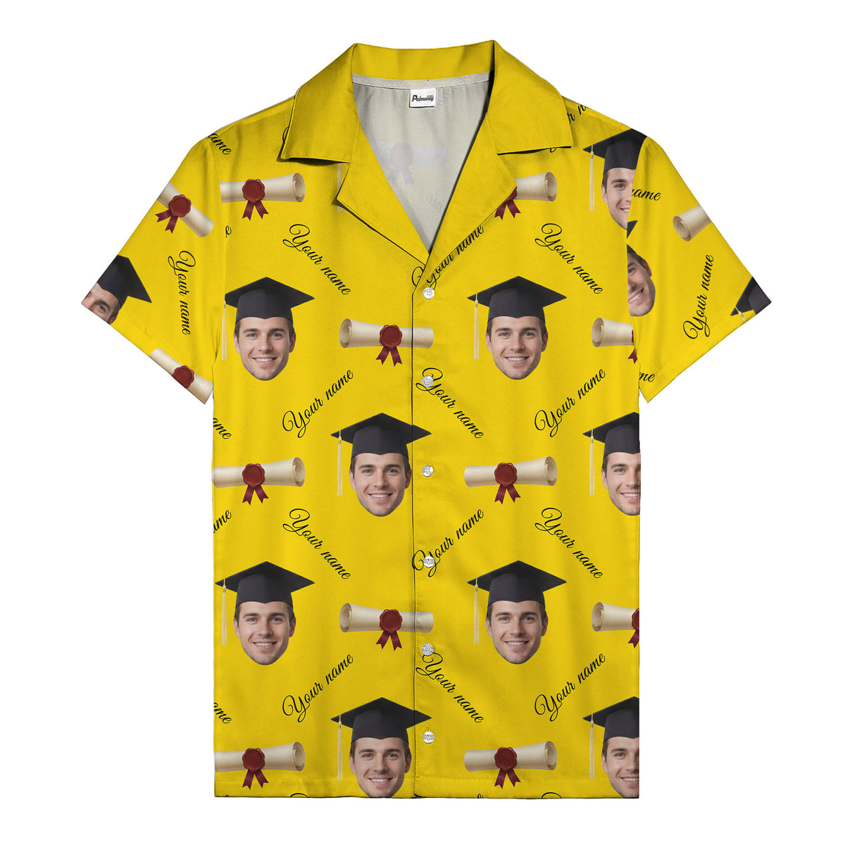 graduation caps diplomas & custom faces hawaiian shirt