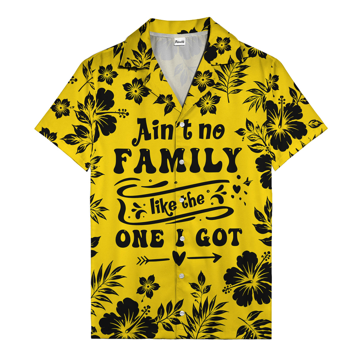 graphic white hibiscus & leaf family tribute hawaiian shirt