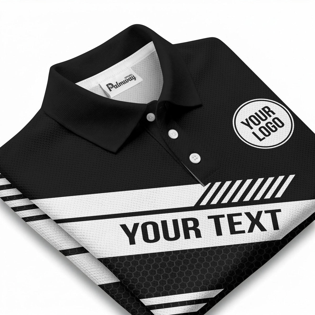 hexagon diagonal stripe geometric custom logo modern polo shirt
