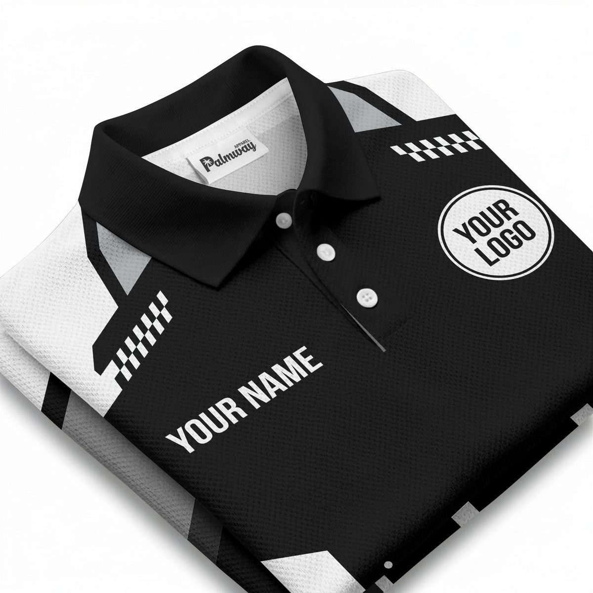 hexagonal checkerboard dots & lines modern geometric polo shirt