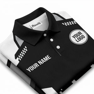 hexagonal checkerboard dots & lines modern geometric polo shirt