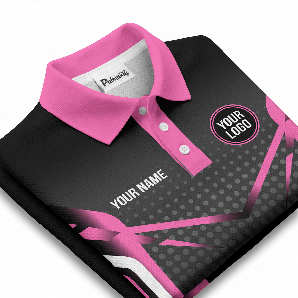 hot pink diagonal stripes & geometric lines esports polo shirt