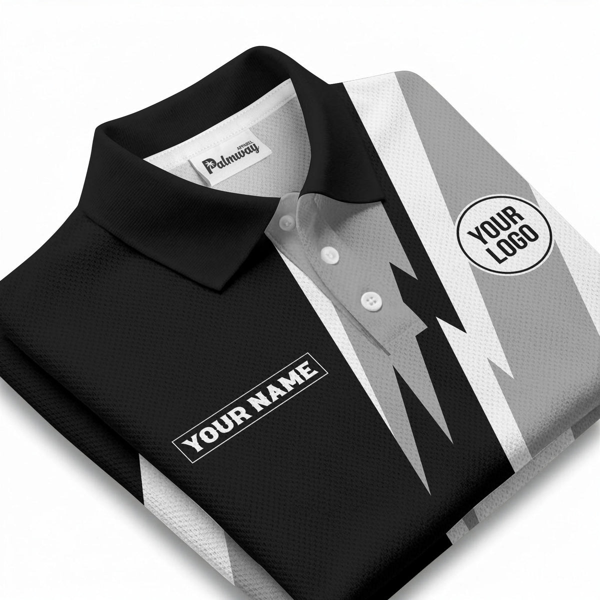 lightning bolt & geometric stripes polo shirt for men