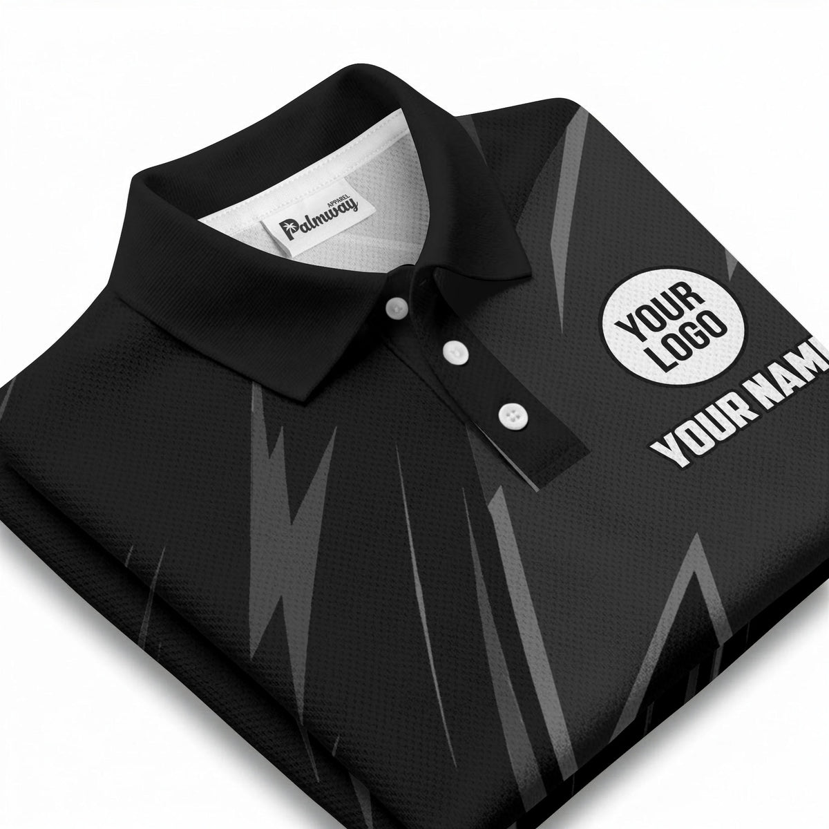 lightning bolt pattern with custom logo and name polo shirt for men