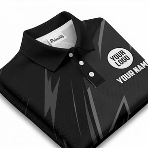 lightning bolt pattern with custom logo and name polo shirt for men
