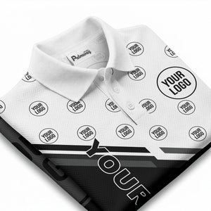 logo repeat diagonal stripe customizable polo shirt for teams