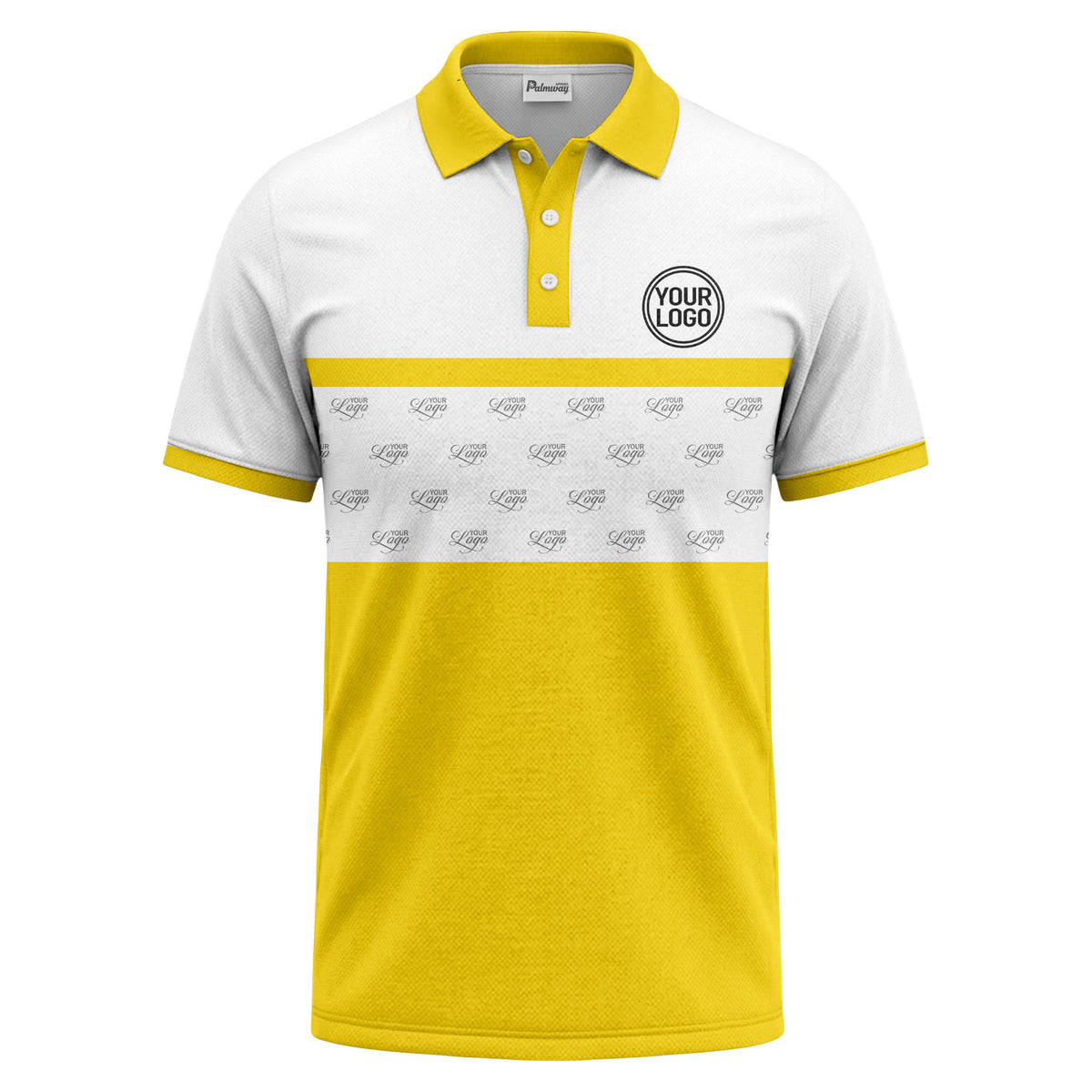 monochrome custom logo repeat stripe polo shirt for men
