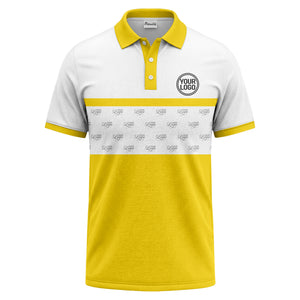 monochrome custom logo repeat stripe polo shirt for men
