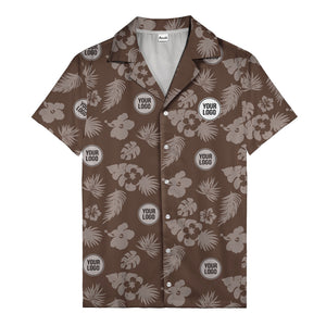 monochrome tropical flowers and leaves hawaiian shirt for men