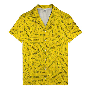 monochrome your logo repeat text graphic hawaiian shirt for men