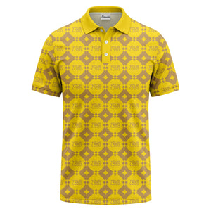 monogrammed gold black diamond repeat luxury polo shirt