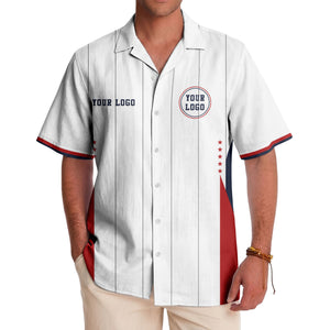 red stars & chicago stripes customizable logo hawaiian shirt