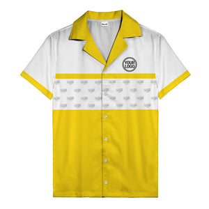 retro bowling custom logo repeat hawaiian shirt for men