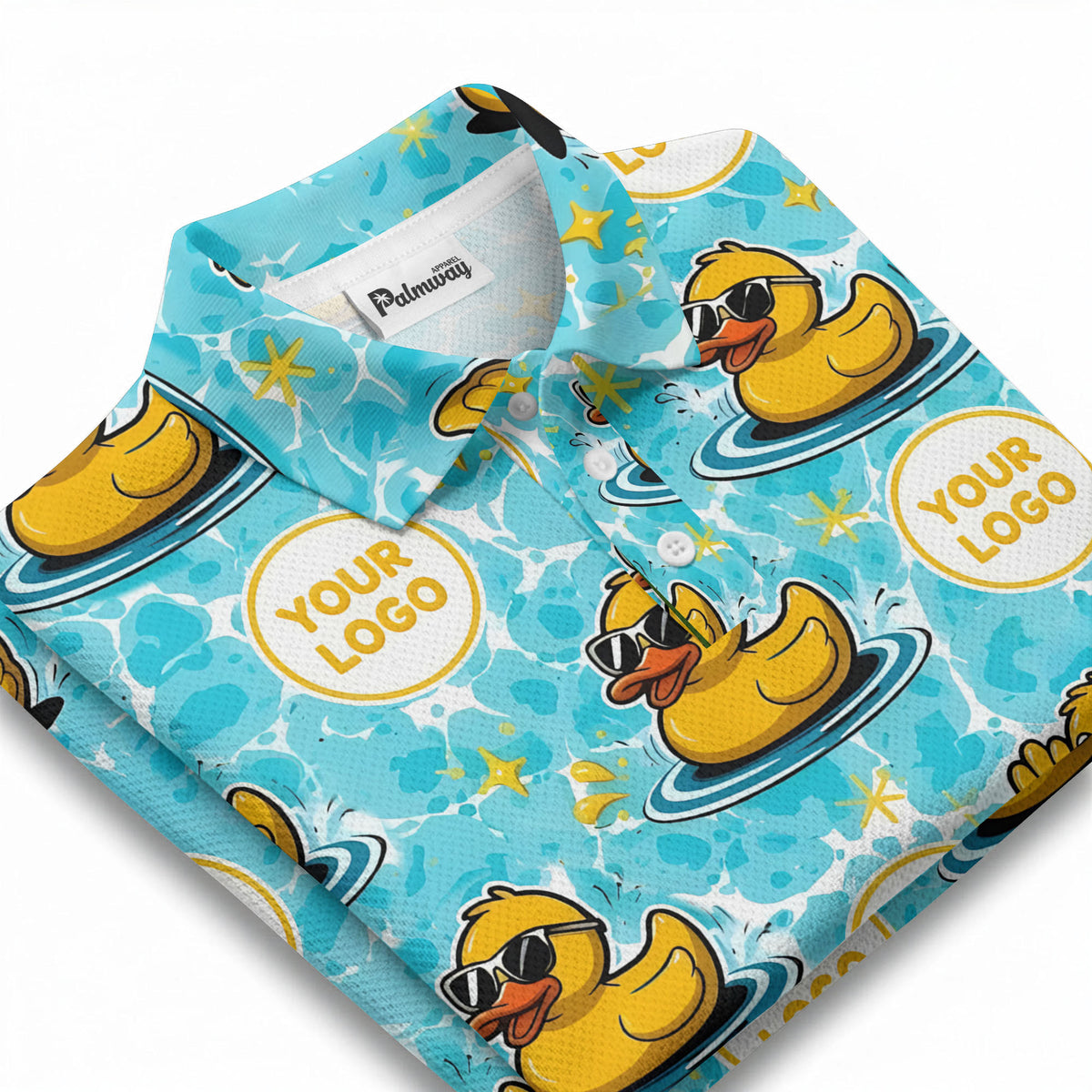 rubber ducks surfing waves fun cartoon polo shirt for men