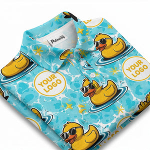 rubber ducks surfing waves fun cartoon polo shirt for men