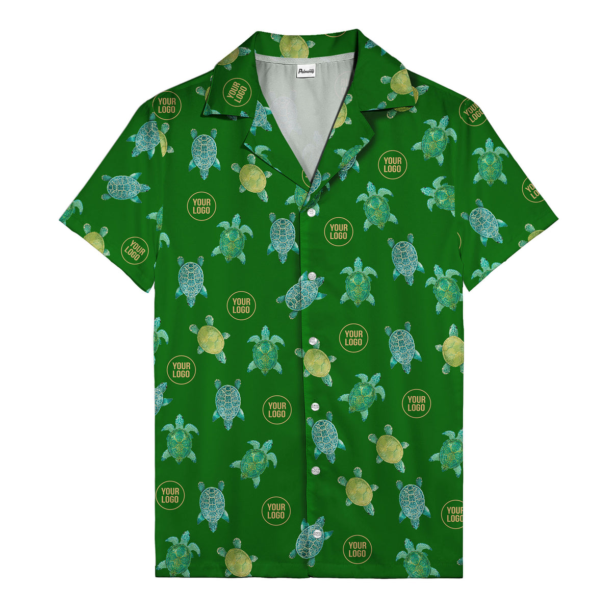 sea turtles and golden logo rings hawaiian shirt for men