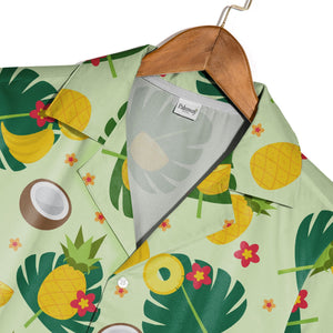 Sky Blue Summer Lemon Coconut Hawaiian Shirt with Monstera and Starfish