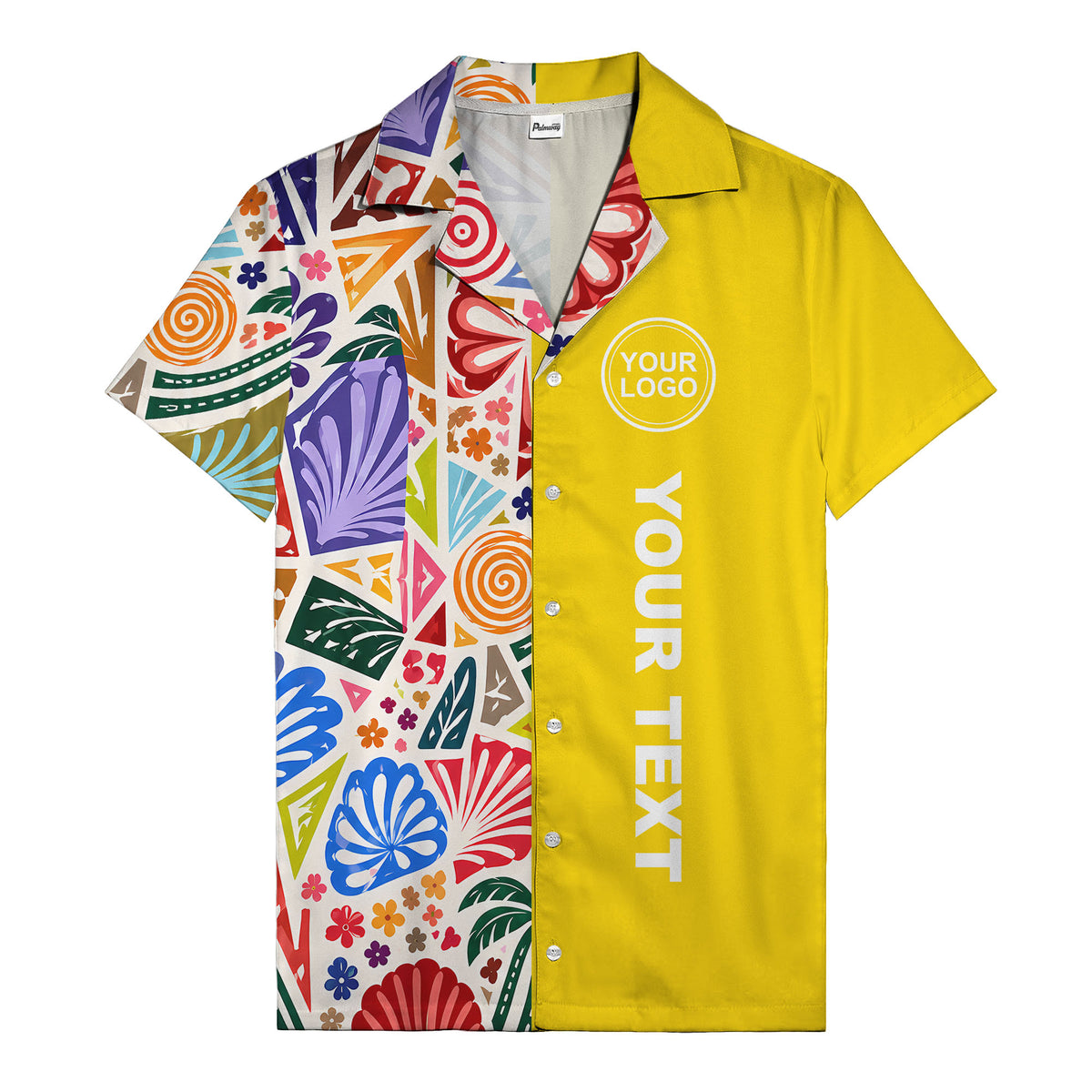 spiral motifs palm leaves hibiscus geometric hawaiian shirt for men