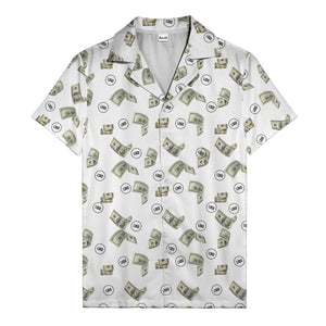 Stacked Cash Money Bills Illustrated Hawaiian Shirt For Men