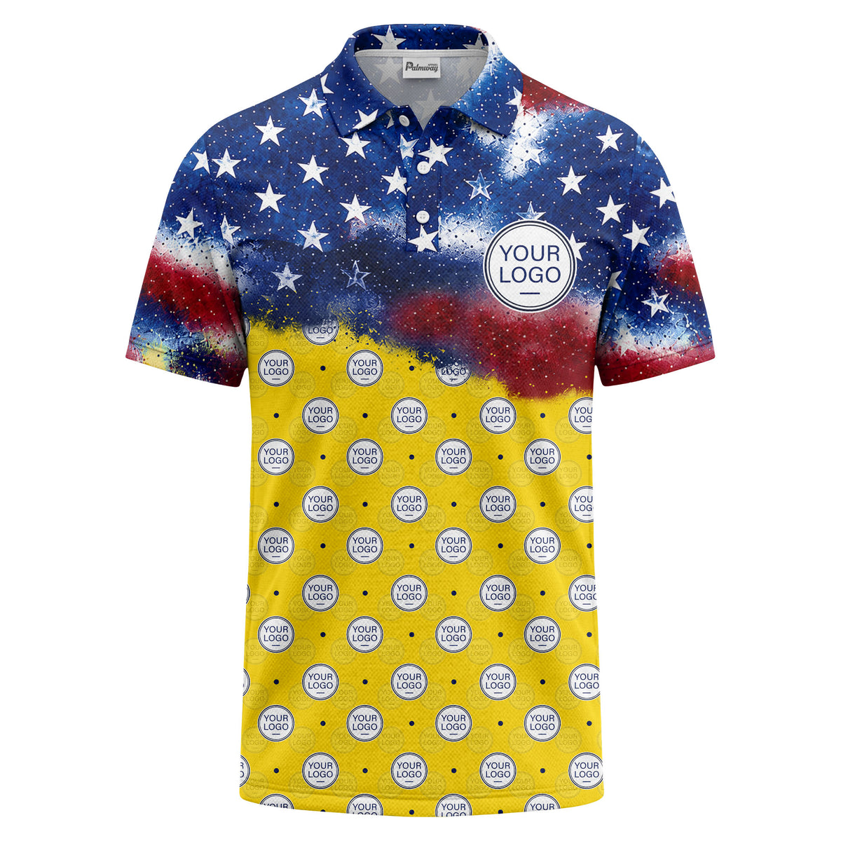 stars & stripes american flag custom logo all over print polo shirt