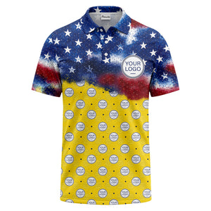 stars & stripes american flag custom logo all over print polo shirt