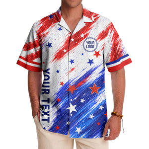 stars & stripes diagonal brushstroke american flag hawaiian shirt