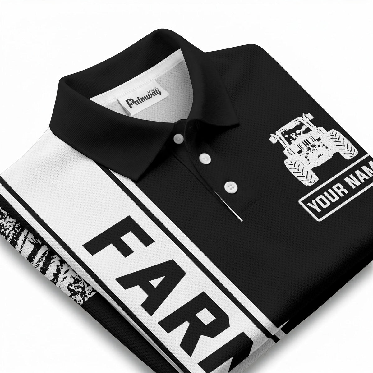 tractor farm scene graphic illustration polo shirt for men