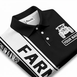 tractor farm scene graphic illustration polo shirt for men