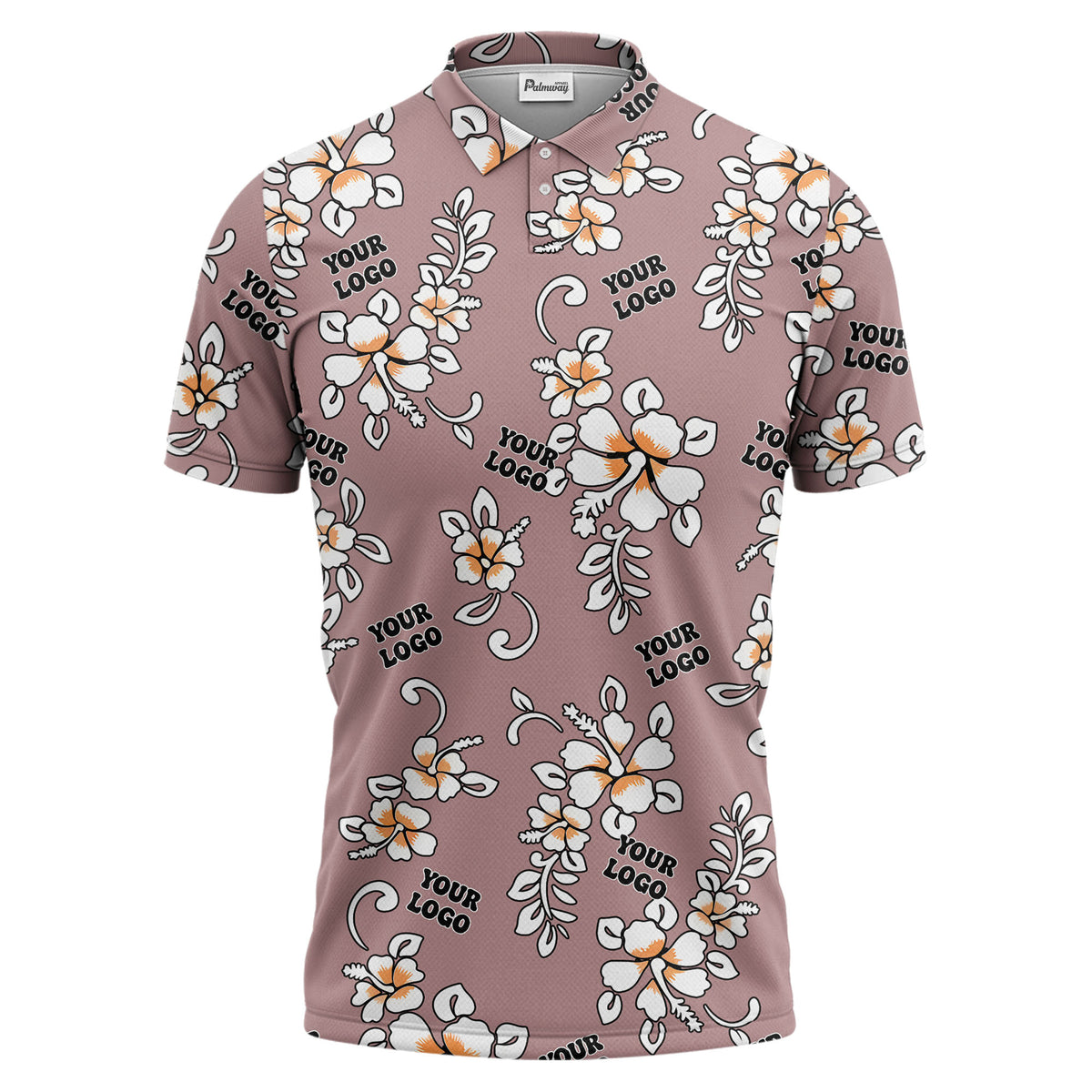 tropical floral hawaiian orange flowers leaves polo shirt for beach getaways