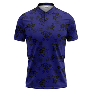 tropical floral leaves & circles polo shirt for island vibes