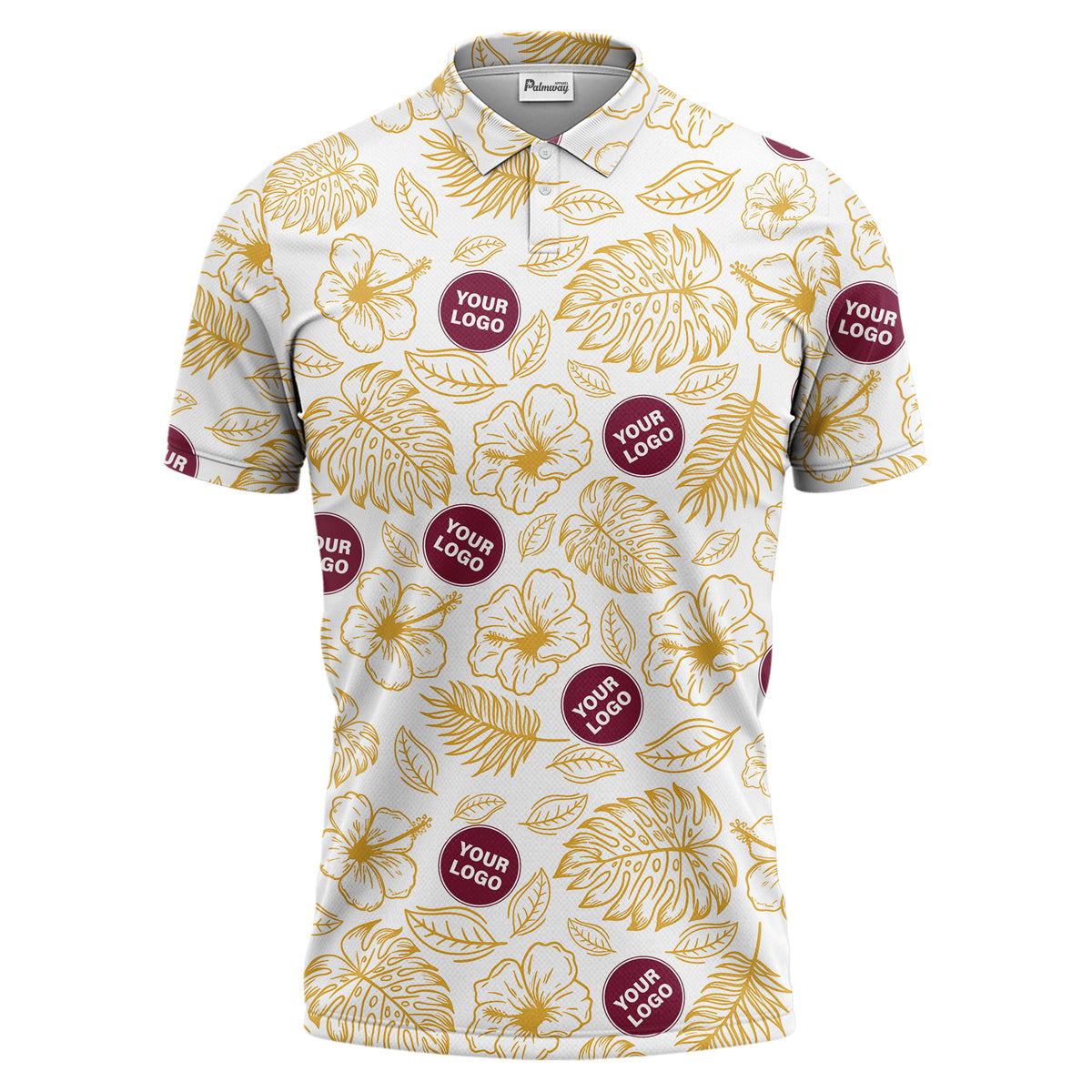 tropical illustrated floral leaves polo shirt for vacation vibes