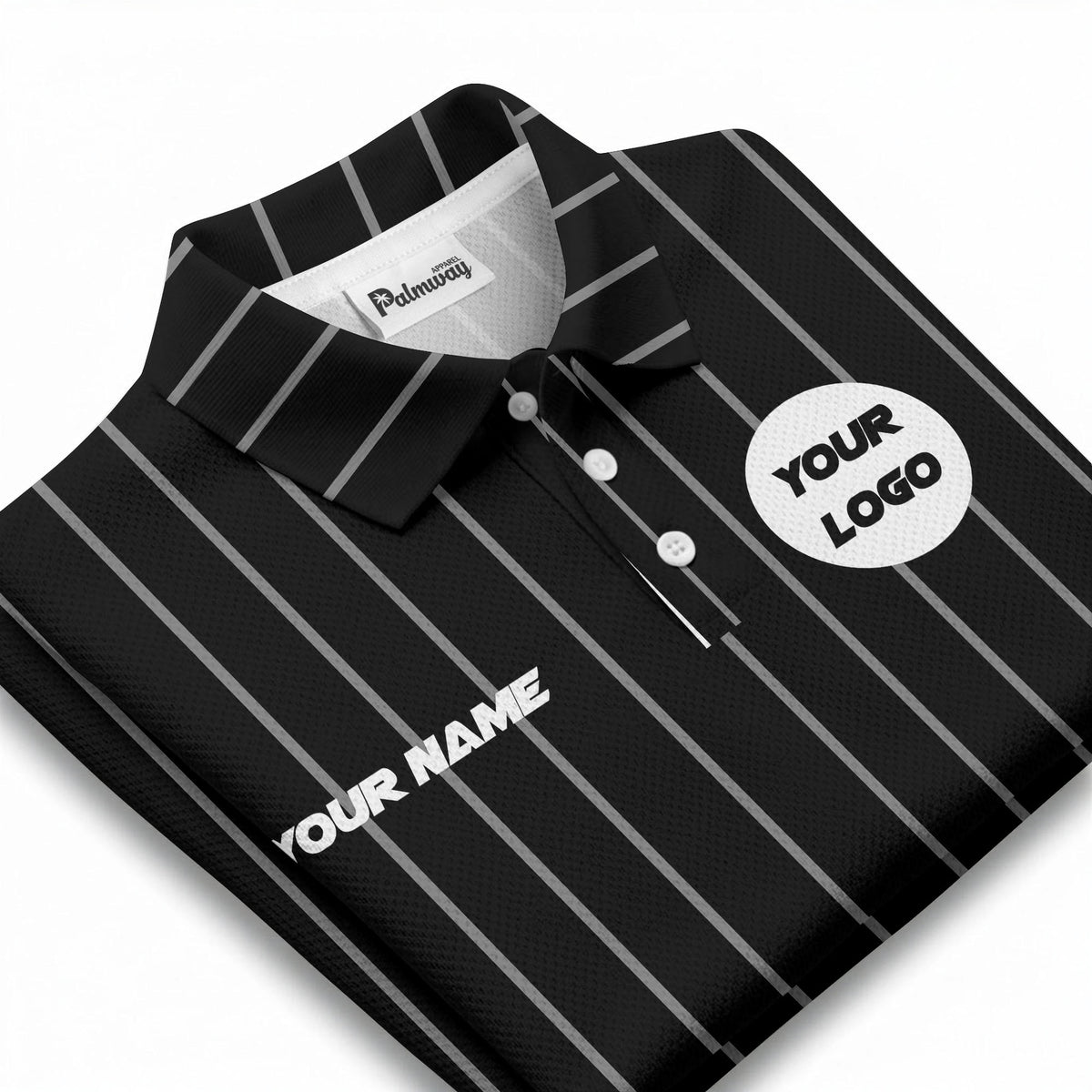 vertical pinstripe custom logo personalized text polo shirt