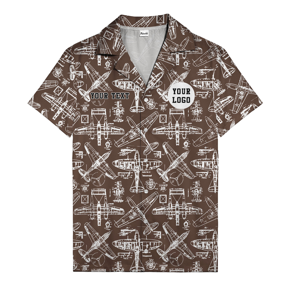 vintage airplane blueprint sketches propeller engine hawaiian shirt