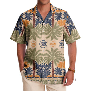 vintage illustrated palm tree oasis repeat hawaiian shirt