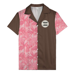 watercolor flamingo pineapple leaf repeat hawaiian shirt for men