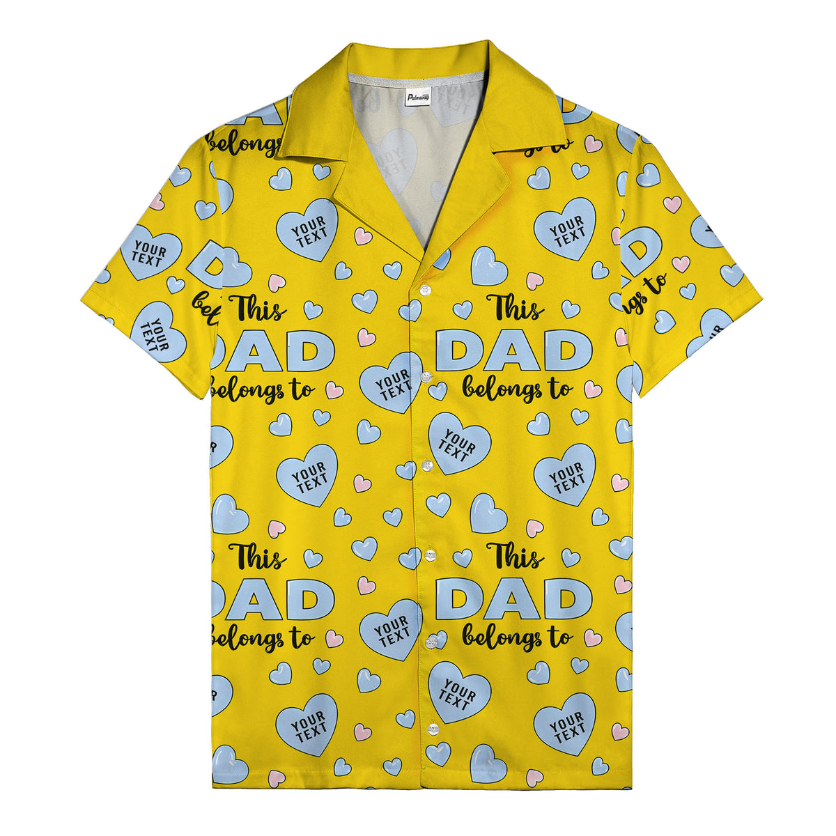 watercolor hearts & custom names hawaiian shirt for dad, navy blue