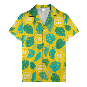 watercolor monstera leaf repeat & signature logo hawaiian shirt
